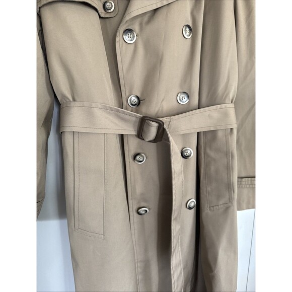 Men London Fog Trench Coat Double Breasted 42 R Zip out Faux Fur Liner $450MSRP - Picture 8 of 15